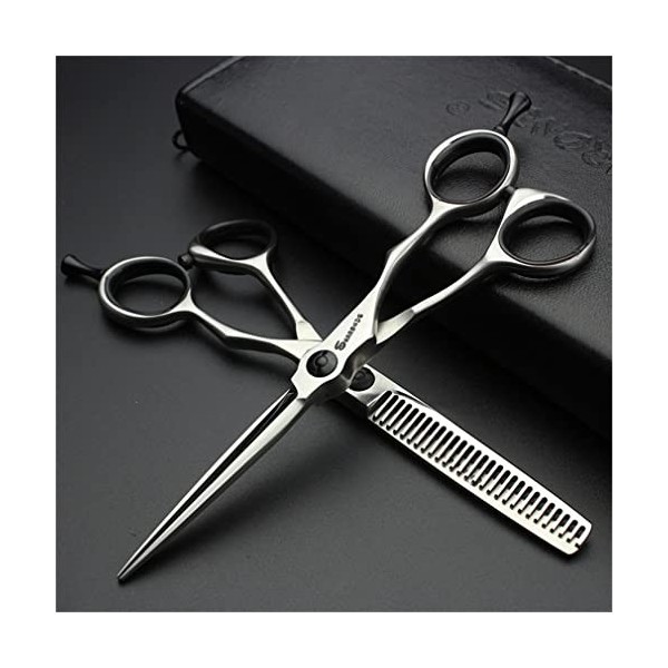 KOAIEZ Ciseaux De Coupe De Cheveux Professionnels De 5,5 Pouces Argent , Cisaillements De Coiffure Multifonctionnels 440C en