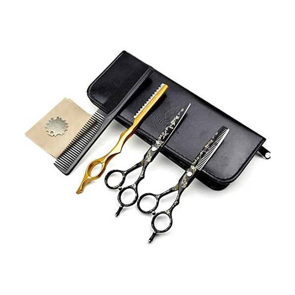 Générique Ciseaux De Coiffure Combinaison Ensemble Super Sharp Professionnel Ciseaux De Coiffeur Outil Salon Mince Kit 6,0 Po