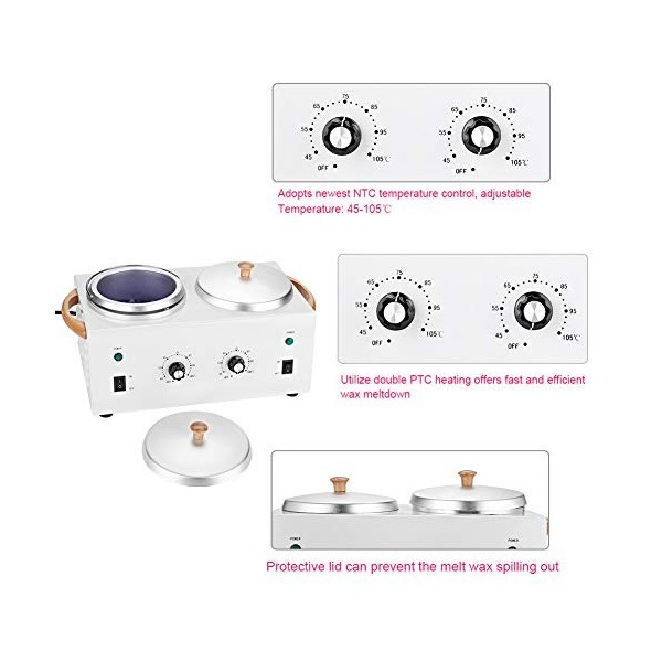 Wallfire Dual Pot Depilatory Waxing Heater 220V Depilatory M Wax Warmer Hair Removal Tool for Full Body Legs