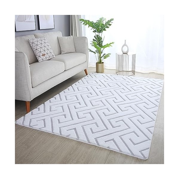 Vision Plux 3D tapis poils ras rectangle 120x170cm argent