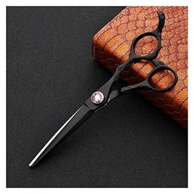 Ciseaux de coupe de cheveux de coiffure de ménage de 6,0 pouces, rétro noir, coupe plate, ciseaux de coupe de cheveux de coif