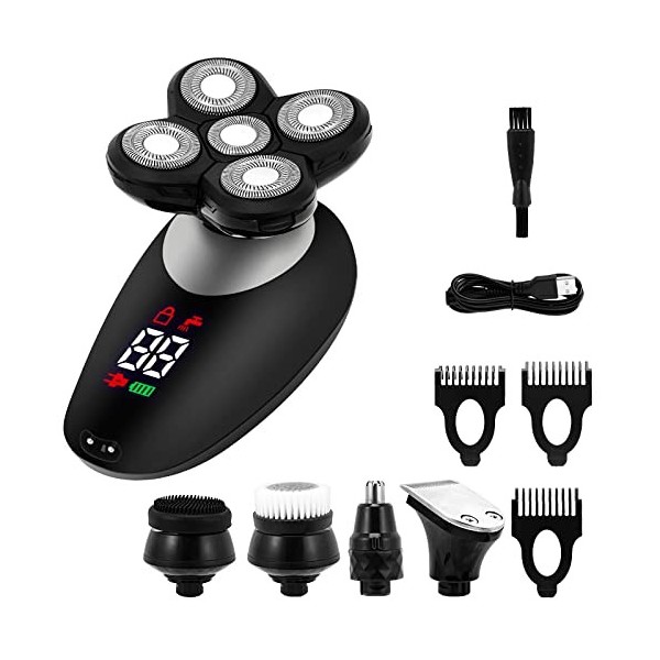 Tête De Rasoir Pour Hommes Chauves, Shavers Électriques Hommes 6 En 1, Tête À LED Sans Fil Shavers Pour Hommes, Rasoirs Élect