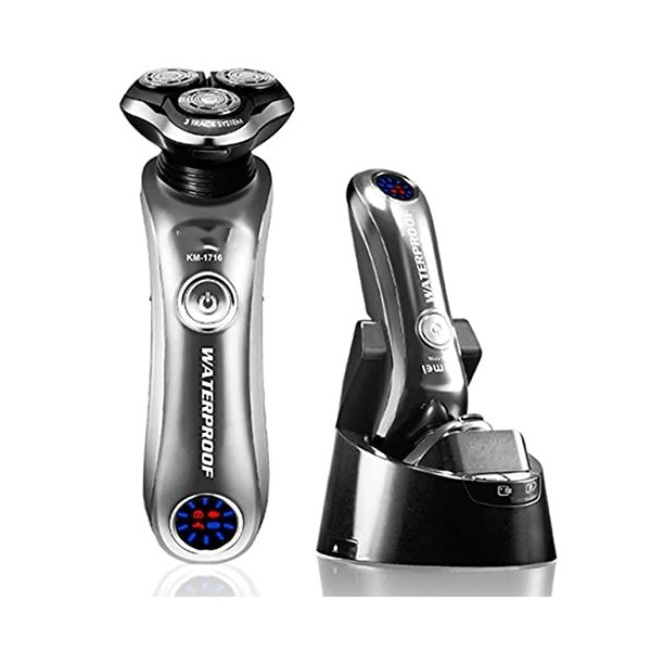 Shavers Electric Shavers Hommes Humides Et Secs, Sans Fil Rechargeable IPX7 Rasoir Électrique Imperméable, Rasoir Rotatif 3D 