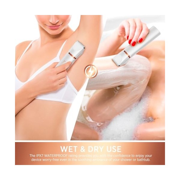 Rasoir électrique pour bikini femme : 2 en 1 IPX7 étanche pour utilisation humide et sèche, tondeuse à poils corporels et épi