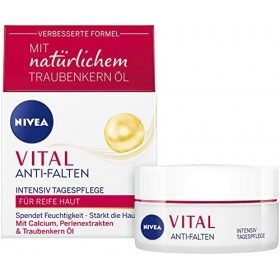 NIVEA Soin de jour Vital intensif 50 ml - Soin hydratant avec calcium, extraits de perles et huile naturelle de pépins de r C...