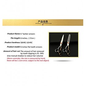 Ciseaux de coupe de cheveux, ciseaux de barbier rubis doré de 6 pouces, salon de coiffure professionnel, ciseaux de coiffeur,...