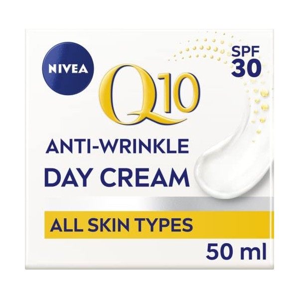 Nivea – Crème de jour Q10 Power, raffermissante, anti-tâches, hydratante, anti-âge, SPF30, avec créatine et coenzyme Q10, pou...