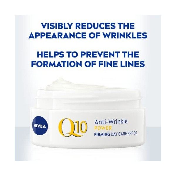 Nivea – Crème de jour Q10 Power, raffermissante, anti-tâches, hydratante, anti-âge, SPF30, avec créatine et coenzyme Q10, pou...