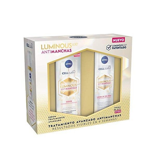 NIVEA Cellular LUMINOUS 630 Pack Antimanchas Tratamiento Avanzado, set de regalo con sérum facial 1 x 30 ml y crema de día C...