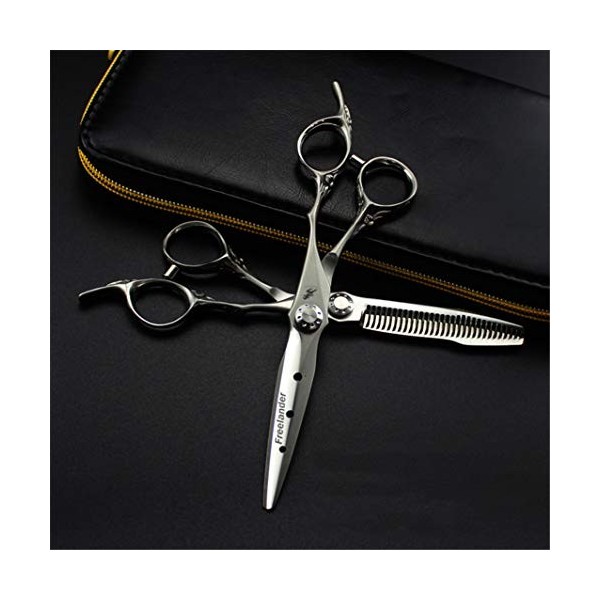 Professional 6.0 Pouces Matt Silver Ciseaux de Coiffure + Diluant Dents Set Ciseaux pour Couper Les Cheveux Haut de Gamme Sal