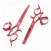 Ciseaux tourbillonnants rouges de 6 pouces, ciseaux amincissants pour cheveux, couleur: amincissant ensemble b ensemble 