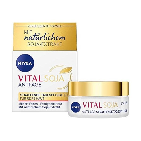 Nivea Vital Soja Soin de jour raffermissant SPF 15 50 ml , formule raffermissante à lextrait de soja naturel, soin hydratan C...