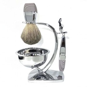 GHQYP Pratique Supports de Brosse de Rasoir de Haute qualité, Ensemble Cadeau de Brosse de Rasage Classique 4 pièces pour Hom