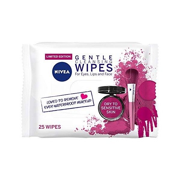 NIVEA Lingettes Sensitive Nettoyage De La Peau X 25 Serviettes Hygiéniques 81 906 Pièces Crème Jour et Nuit