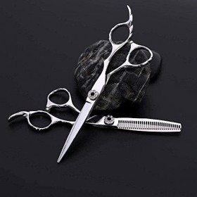 Ciseaux de coiffeur ciseaux de coiffure professionnels ensemble de ciseaux lisses coupe noire 6,0 pouces en acier inoxydable ...