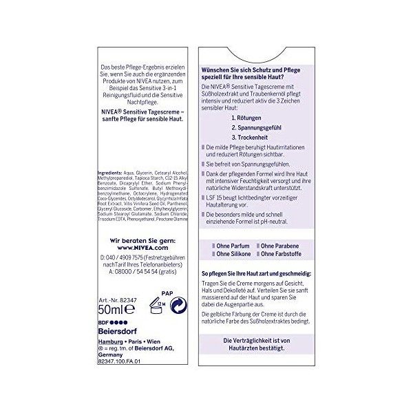 Nivea Visage Q10 Soin de Jour Sensitive LFs15 50 ml Crème Jour et Nuit