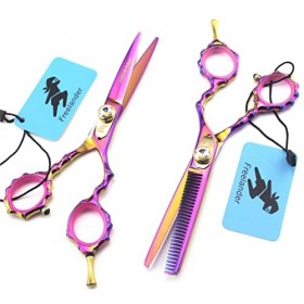 KOAIEZ Ensemble De Ciseaux De Barbier Professionnel en Acier Inoxydable Rose De 5,5 Pouces, Outils De Cisailles De Barbier Mu