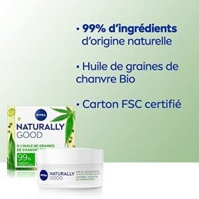 NIVEA NATURALLY GOOD Soin de jour réconfortant 1 x 50 ml , Soin visage à l’huile de graine de chanvre bio, Crème de jour apa