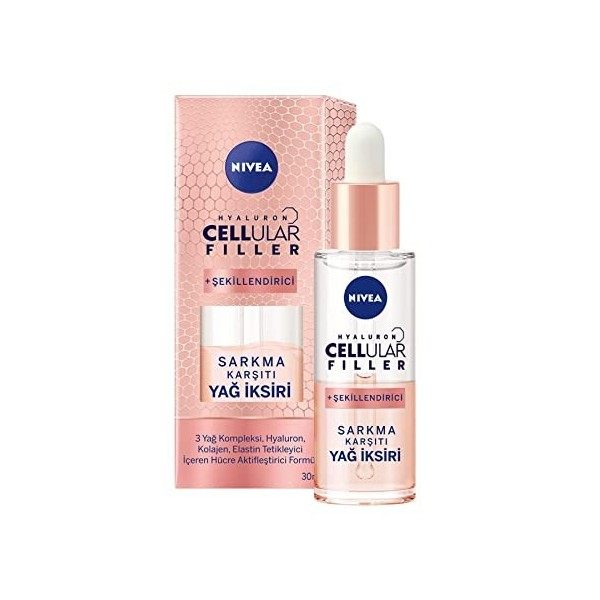 NIVEA Huile-élixir biphase hyaluron Cellular Filler + Élasticité & Contour Paquet de 1 1 x 30 ml Huile anti-rides pour unif C...