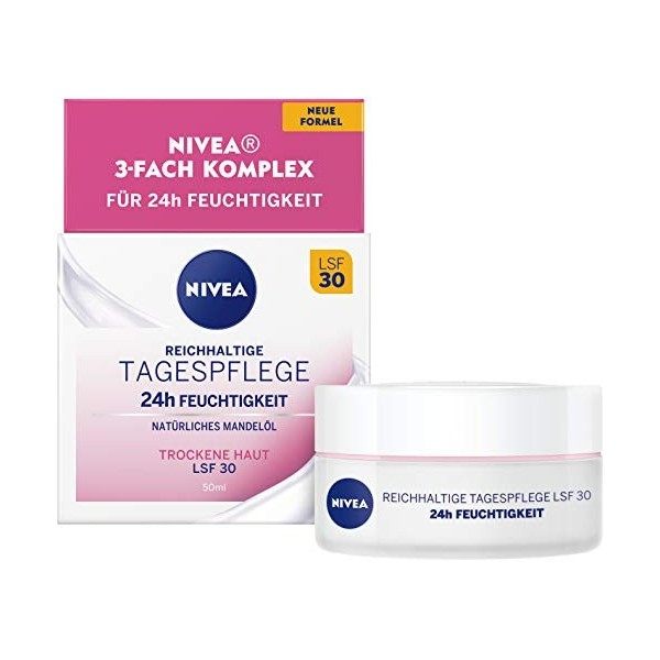 NIVEA Soins de jour Richhalitge 24hHumidité Peau sèche LSF30 Crème Jour et Nuit