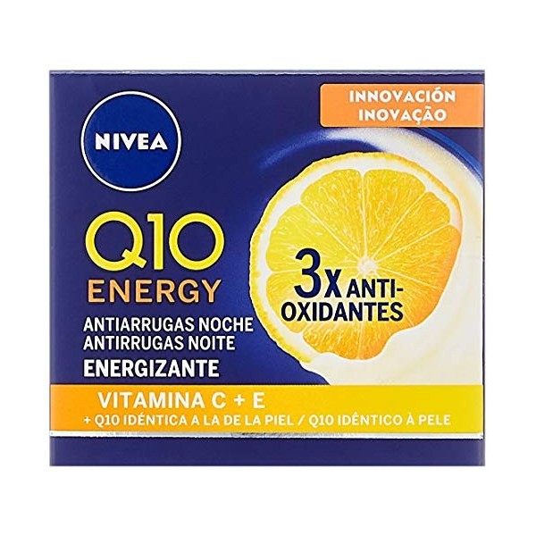 NIVEA Q10 Energy Crème de nuit anti-rides avec vitamine C 50 ml Crème Jour et Nuit