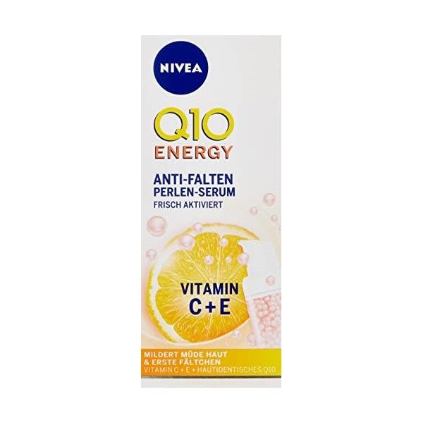 Nivea Q10 Energy Sérum anti-rides nacré 30 ml , sérum visage avec Q10 100% identique à la peau, vitamine C et vitamine E, sé ...