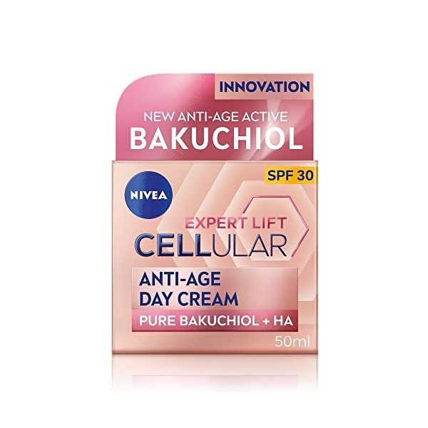 NIVEA Cellular Elasticity Crème de jour anti-rides avec hyaluron, booster de collagène et délastine Crème de jour pour femme ...