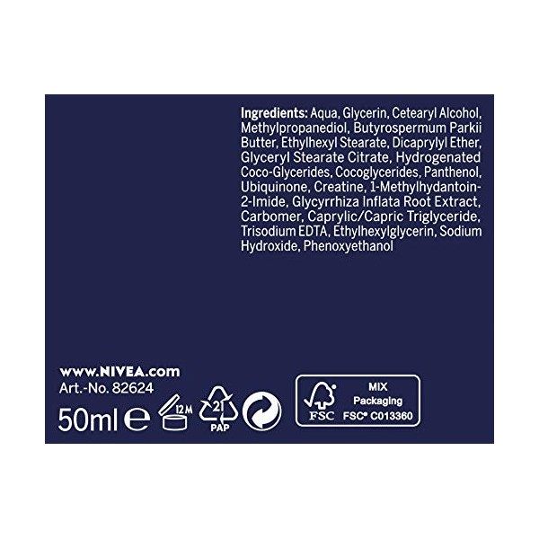 NIVEA Q10 Power Lot de 2 crèmes de nuit hydratantes anti-rides + Sensibilité réduite pour une peau plus jeune, 2 x 50 ml Crèm...