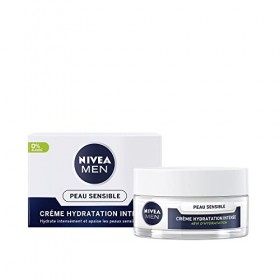 NIVEA MEN Crème hydratation intense Peau Sensible 1 x 50 ml , crème hydratante pour les hommes à la peau sensible et irritée ...