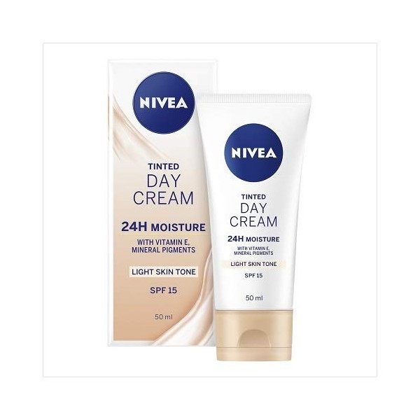 Nivea Crème de jour pour le visage - Teinte légère - Hydratante - Essentiels quotidiens - SPF 15 - Tube de 50 ml Crème Jour e...
