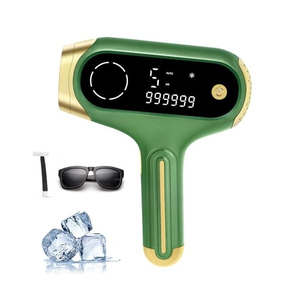 IPL Epilateur Lumiere Pulsee, Epilateur Laser avec Refroidissement et Ecran LCD, 5 Niveaux Dénergie, 999999 Flashes Épilateu