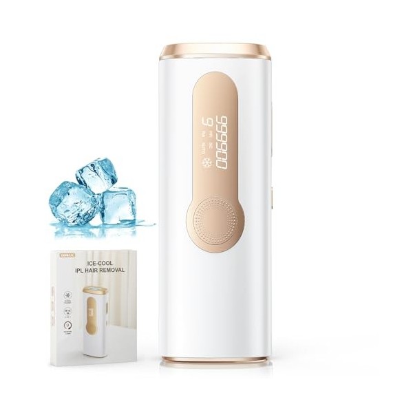 ZKMAGIC Épilateur Lumière Pulsée de Glace, 999,900 Flashes IPL Laser Epilation Definitive, 2 Modes 5 Niveaux Énergie Épilateu