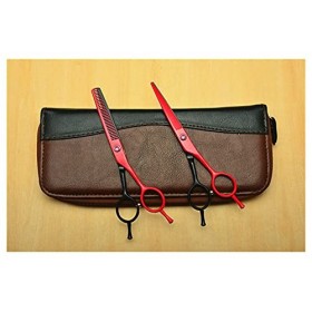 Ciseaux de coiffure JP 440C Ciseaux de coupe Ciseaux à effiler Ciseaux professionnels pour cheveux humains couleur : rouge, 