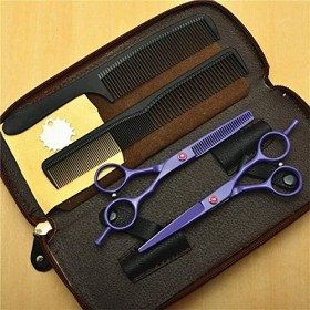 Ciseaux de coiffure/ciseaux effilés 14 Cm Violet Double queue en acier inoxydable Salon de coiffure ou usage domestique Rasag...
