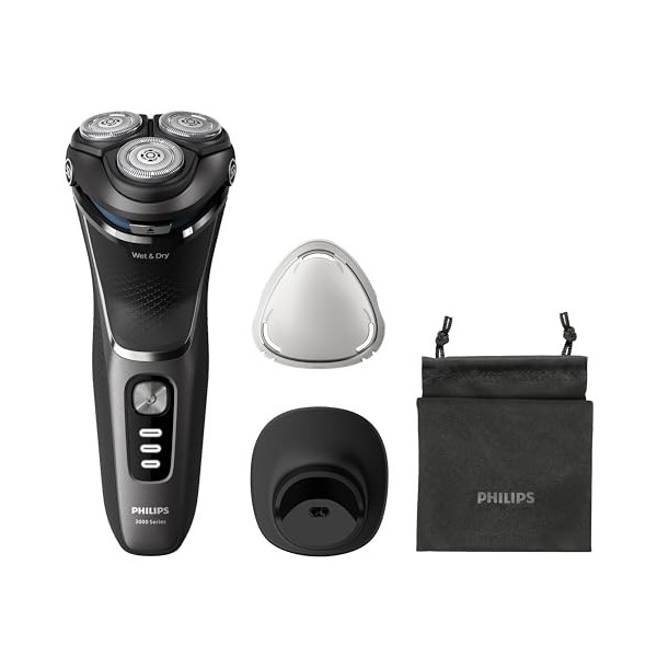 Philips Rasoir Series 3000 S3343/13, rasage à sec et humide, sans cordon, lames PowerCut, autonomie 60 min, noir profond