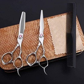 Ciseaux de Coiffeur Ensemble de Ciseaux de Coiffure Professionnels à Vis Plate en Acier Inoxydable 14 Cm 15,2 Cm Noir-15,2_Cm...