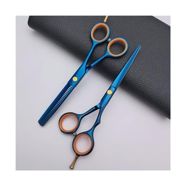 Ciseaux de coiffeur Ciseaux de coupe de cheveux, 5,5 pouces Professionnel Japon 440c Ciseaux de cheveux bleus en acier