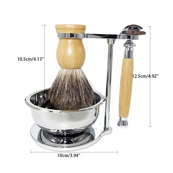 CRODY Simplicité Supports de Brosse de Rasoir pour Hommes, kit de Rasage en Bambou pour Homme, Nouveau Porte-Savon à Brosse à