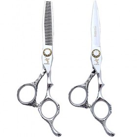 LIUSU Kit de Ciseaux pour Animaux de Compagnie, Ensemble de Ciseaux de Coiffeur Professionnel Haut de Gamme de 6,0 Pouces Ens