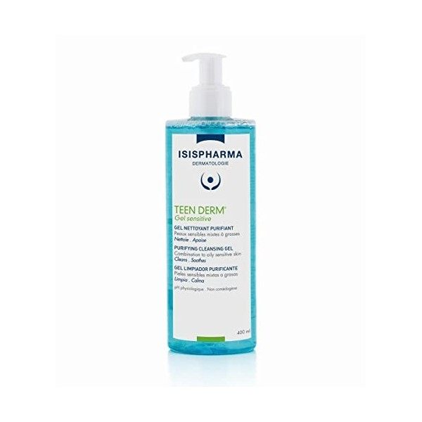 ISISPHARMA - Teen Derm Gel Sensitve 250 ml - Gel nettoyant purifiant - Peaux sensibles à imperfections