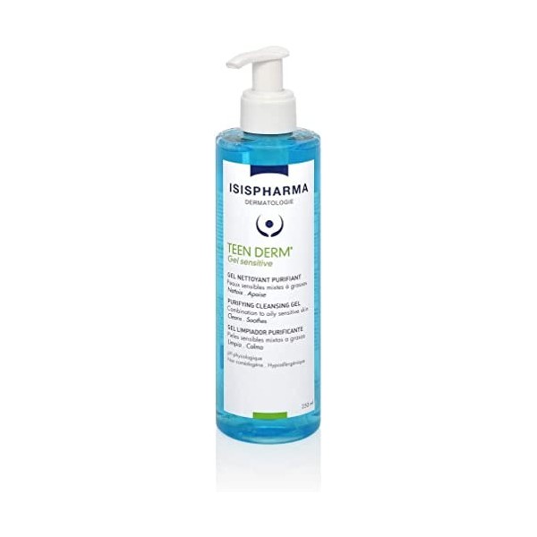 ISISPHARMA - Teen Derm Gel Sensitve 250 ml - Gel nettoyant purifiant - Peaux sensibles à imperfections