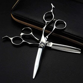 Professionnel japon 440c 6 pouces haut de gamme argent ciseaux à cheveux coupe barbier makas coupe de cheveux ciseaux amincis