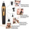 CAFFIA 4 en 1 coupe-poils de nez et doreille, USB Trim de poils de nez rechargeable for hommes et femmes, étanche, nettoyage