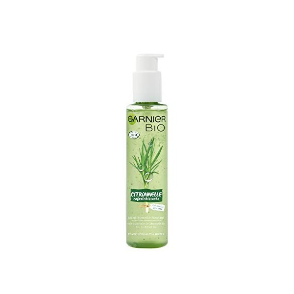 Garnier Bio - Gel Nettoyant Détoxifiant Visage - Citronnelle Bio Rafraîchissante - Peaux Normales à Mixtes - 150ml Crème Jour...