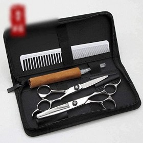 Ciseaux de barbier 6.0 pouces, ciseaux de coiffure professionnels, cisaille plate + ensemble de cisaille à dents, ciseaux à f...