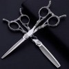 Ciseaux de barbier Ciseaux de coiffure professionnels avec vis dorées 440 C Acier inoxydable Couleur argent 14 cm x 15 cm-6,0