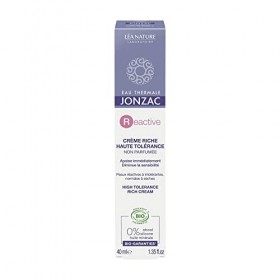 Eau Thermale Jonzac - Crème riche haute tolérance - Reactive - Peaux réactives à intolérantes - Certifié Bio Cosmos Organic -...