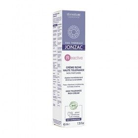 Eau Thermale Jonzac - Crème riche haute tolérance - Reactive - Peaux réactives à intolérantes - Certifié Bio Cosmos Organic -