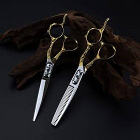 Ciseaux de coupe de cheveux, ciseaux professionnels en acier 440c de 6 pouces, ciseaux à cheveux de mouton dorés, coupe de ch...