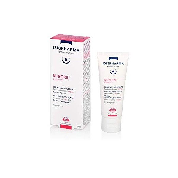 Isispharma RUBORIL Expert S Gel-crème Anti-Rougeurs Apaisant 40 ml - Peaux Sèches et Sensibles – Beurre de Karité, Huile de C